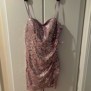 Crystal Sky Pink Sequin Mini Dress